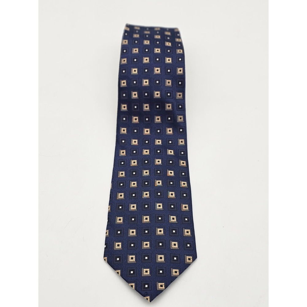 Martin Wong Collection Necktie Men One Size Blue Silk Geometric Square
